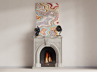 European style fireplace decorative painting 3d model