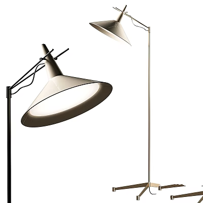 Modern Floor Lamp With Conical Shade And Adjustable Metal Stand For Living Room 3d model