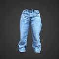 High Waist Blue Denim Jeans With Classic Stitching And Straight Leg Design