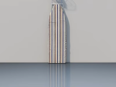 Stylish Modern Hinged Door With Vertical Striped Panel Design In Interior 3d model