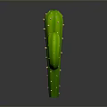 Green Cactus With Three Branches And Yellow Spines On Gray Background 3d model