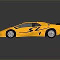 Yellow Sports Car With Streamlined Design Black Rear Spoiler And Sleek Surface