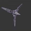 Mechanical Trident Weapon With Sharp Edges And 3D Metallic Model Design