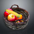 Fresh Assorted Fruits in Woven Basket with Apples Bananas and Oranges