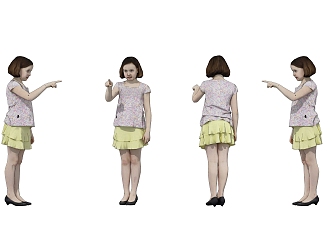 Children's child figure standing posture 3d model