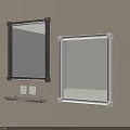 Black and White Framed Mirrors With Wall Mounted Shelf and Power Outlets