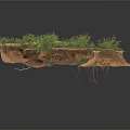 Modern Natural Landscape Decor with Brown Rock Green Plants and Twisted Tree Roots