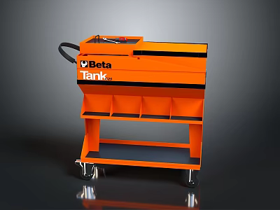 Beta Tank Orange Tool Cart With Wheels And Multiple Shelves Design 3d model