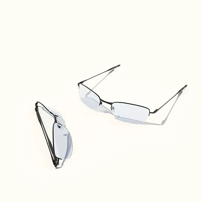 Two Pairs Of Fashion Jewelry Sunglasses With Black Frames And Clear Lenses 3d model