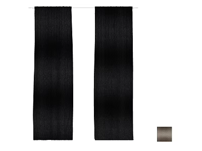 Black Double Panel Curtains With Matching Color Swatch For Home Use 3d model