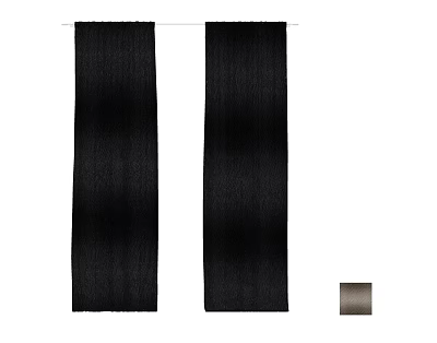 Black Double Panel Curtains With Matching Color Swatch For Home Use 3d model