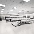 Professional Clean Room Facility With Stainless Steel Workbenches Smooth Flooring And Ceiling Lights