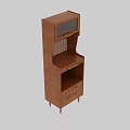 Wooden Sideboard With Drawers Open Shelves And Metal Handles In Sleek Modern Design