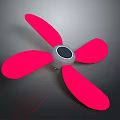 Bright Red Five Blades Electric Fan With Gray Central Hub