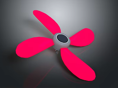 Bright Red Five Blades Electric Fan With Gray Central Hub 3d model