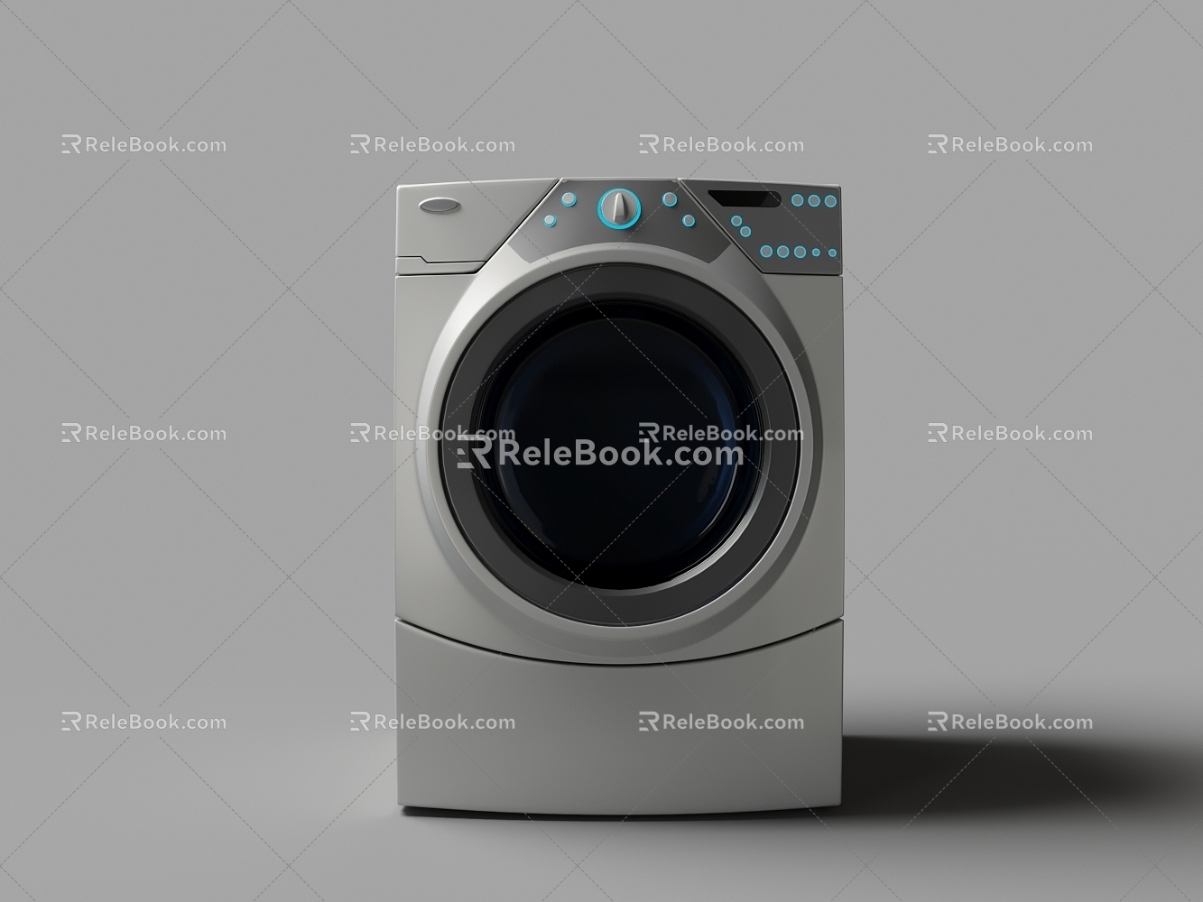 Modern silver drum washing machine 3d model