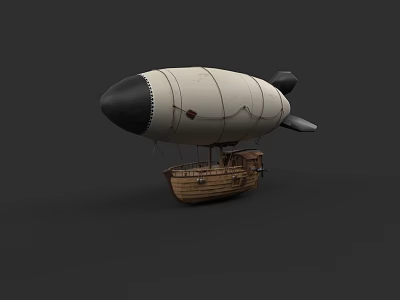 Vintage Airship With Wooden Boat Hull And Canvas Envelope Design 3d model