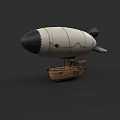 Vintage Airship With Wooden Boat Hull And Canvas Envelope Design