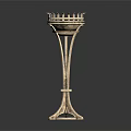 Elegant Antique Gold Candelabra With Tall Pedestal Base And Multiple Candle Holders