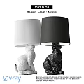 White and Black Rabbit Lamp With Rabbit Shaped Base And Cylindrical Shade