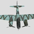 Vintage World War II Fighter Aircraft With Green Gray Camouflage Paint And Twin Propellers