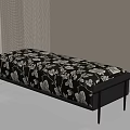 Floral Patterned Bed Bench With Black Metal Legs In Modern Interior 3d model