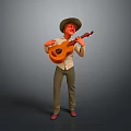 A Man Wearing A Hat Playing An Acoustic Guitar With Gentle Expression