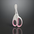 Pink and White Scissors with Pink Handles and White Blades on Black Background with Reflection