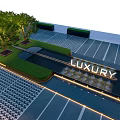 Garden Decorative Feature With Green Plants Lit Lights And MUMIAN Sign On Paved Ground