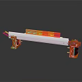 Red And Orange Industrial Bench Tool With Silver Rail And Black Handle