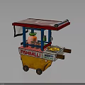 Mobile Fishball Food Cart With Red Canopy Orange Body And Signboard