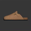 Light Brown Suede Slippers With Cork Sole And Comfortable Strap Design 3d model