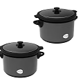 Two Black Slow Cookers Kitchen Appliances With Lids And Handles For Home Cooking Use