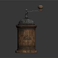 Wooden Coffee Grinder With Metal Top And Wooden Handle Café Label Kitchen Appliance