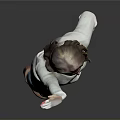 Woman Wearing White Top Blue Jeans Brown Boots Raising Right Hand Against Gray Background