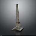 Elegant Stone Obelisk Structure With Square Base And Ornate Carvings 3d model