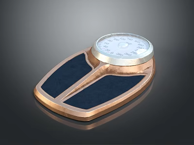 Copper Base Weighing Scale With Black Foot Pads And Round Dial 3d model