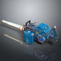 Blue Metallic Handheld Sci Fi Weapon With Detailed Components And Futuristic Design 3d model