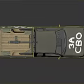 Olive Green Military Pickup With Weapon Mount In Bed Featuring ZOV V 34 CBO Markings