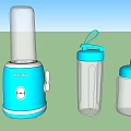 Blue Electric Blender Set With Transparent Portable Cups And Blue Lids For Daily Use