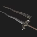 Ornate Historical Sword With Engraved Blade Intricate Hilt And Decorative Scabbard