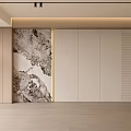 Elegant Modern Background Wall Design With Marble Texture And Wooden Panel Accents