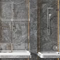 Modern Shower Sauna Interior With Marble Wall Glass Enclosure And Shower Heads