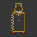 Yellow Construction Crane Model With Ladder White Control Box And Red Base 3d model