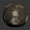 Old Worn Leather Soccer Ball With Vintage Look For Daily Sports Use