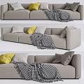 Modern three-seat sofa multiplayer sofa 3d model