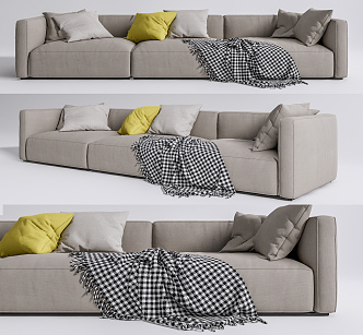 Modern three-seat sofa multiplayer sofa 3d model