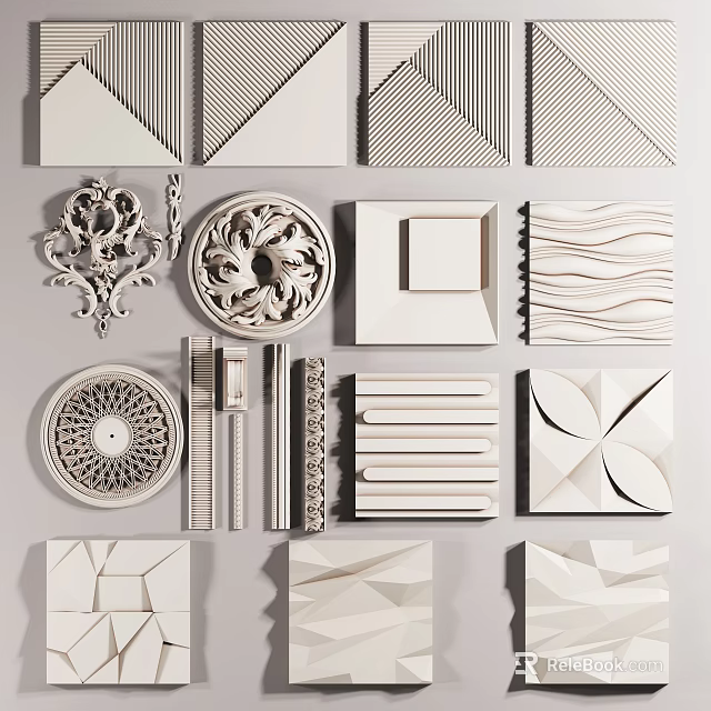 Ornate Carving Decor And Geometric Architectural Elements 3d model