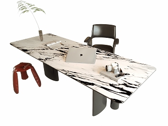 Modern Desk and Chair Combination Desk Decoration 3d model