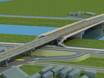 Modern Bridge Overpass 3d model Modern Bridge Overpass 3d model